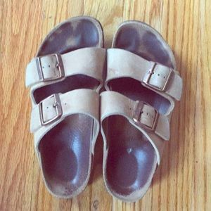 Birkenstocks, size 6, tan 2-strap sandals